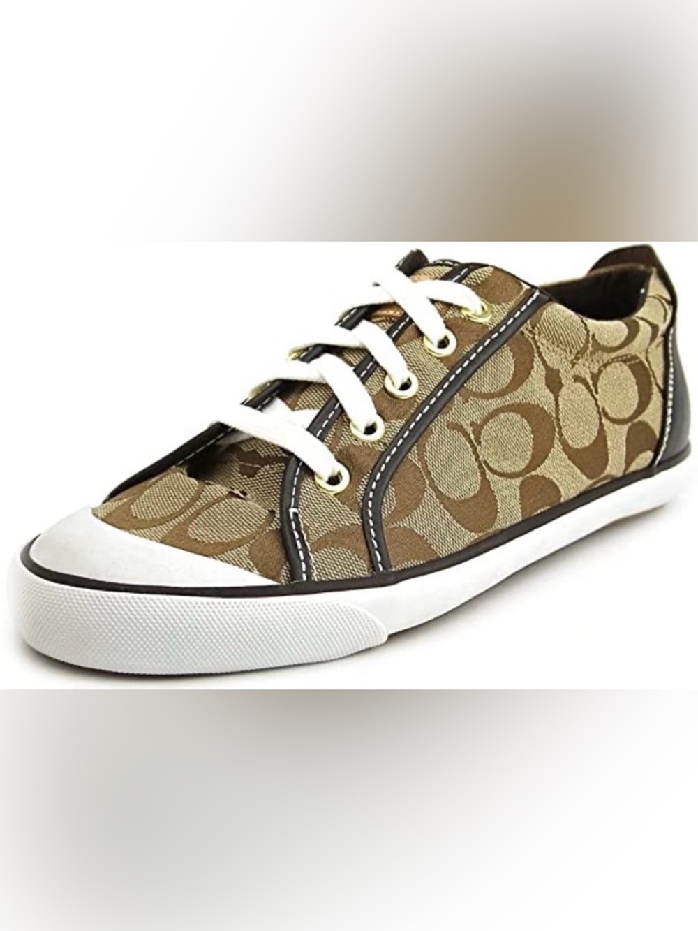 Coach Barrett Canvas/Leather Signature C monogram Poppy Sneaker size 9C/Wide